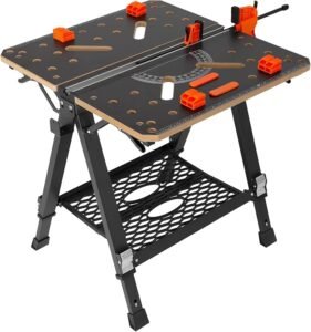 portable work table with clamps